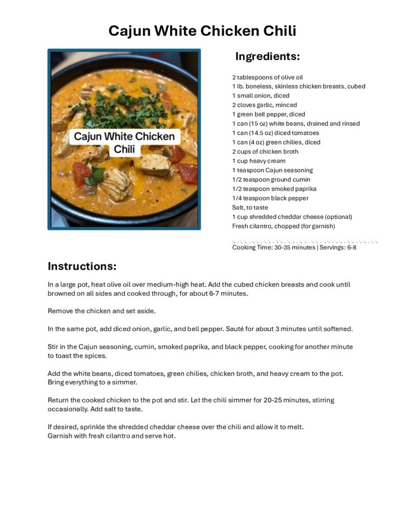 thumbnail of Cajun White Chicken Chili