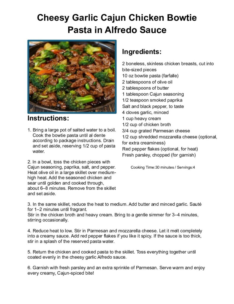 thumbnail of Cheesy Garlic Cajun Chicken Bowtie Pasta in Alfredo Sauce