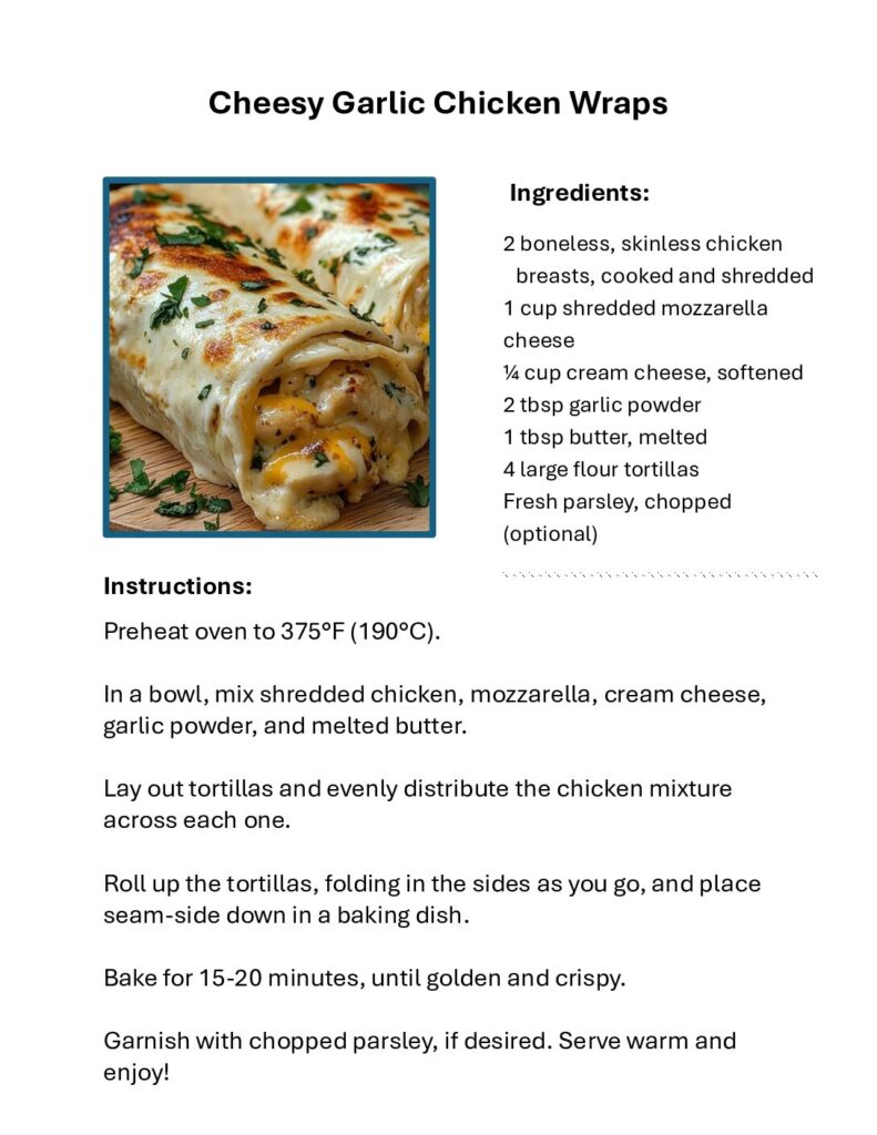 thumbnail of Cheesy Garlic Chicken Wraps