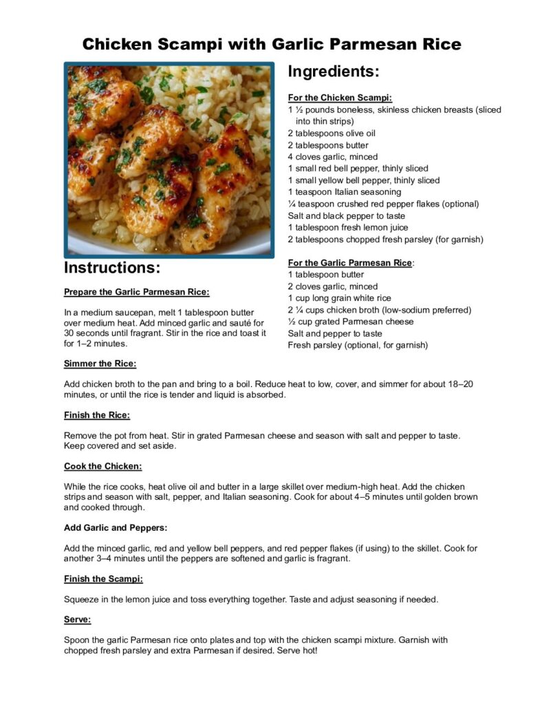 thumbnail of Chicken Scampi with Garlic Parmesan Rice