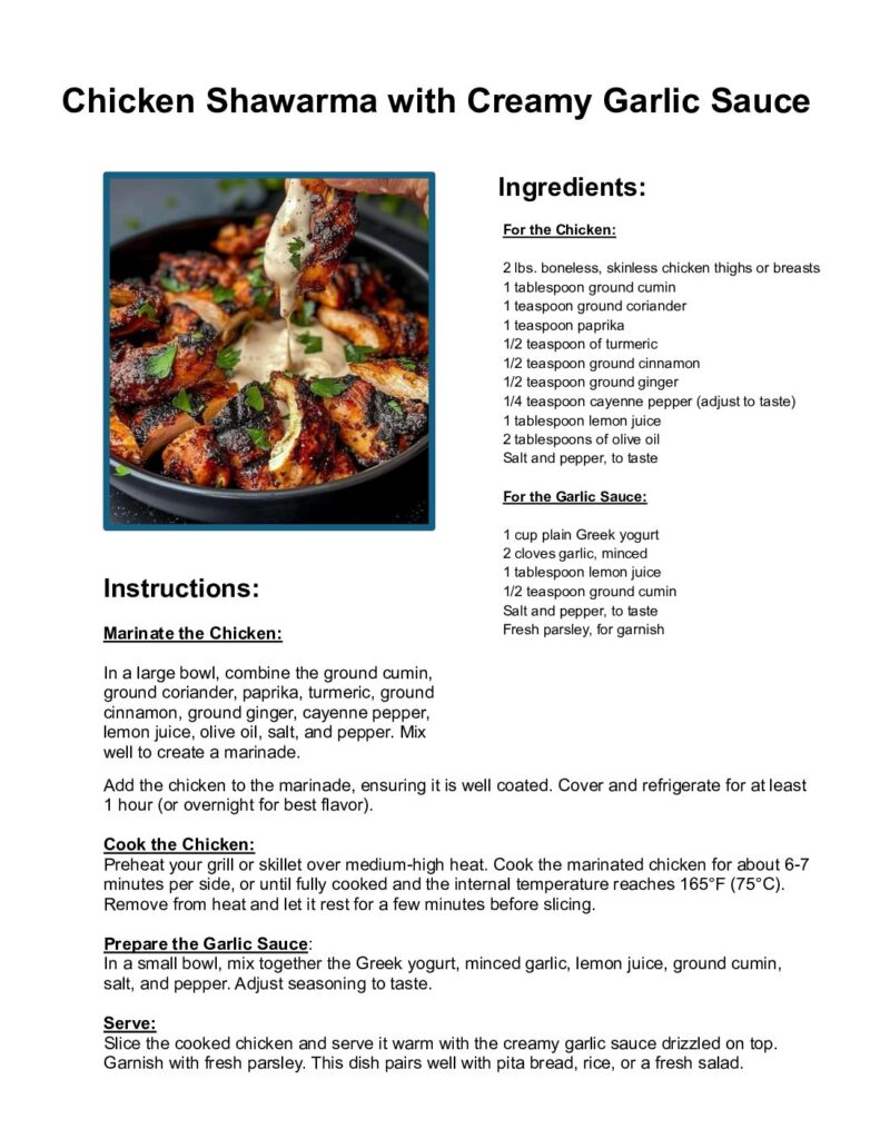 thumbnail of Chicken Shawarma with Creamy Garlic Sauce