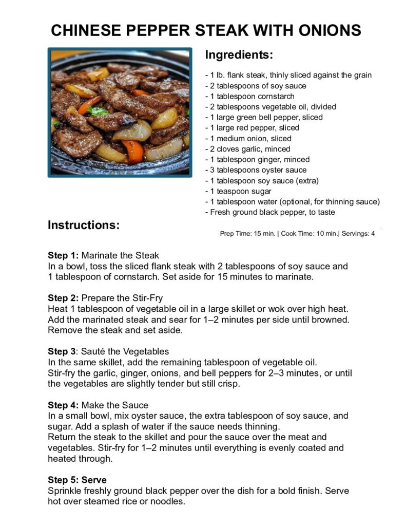 thumbnail of Chinese Pepper Steak with Onions