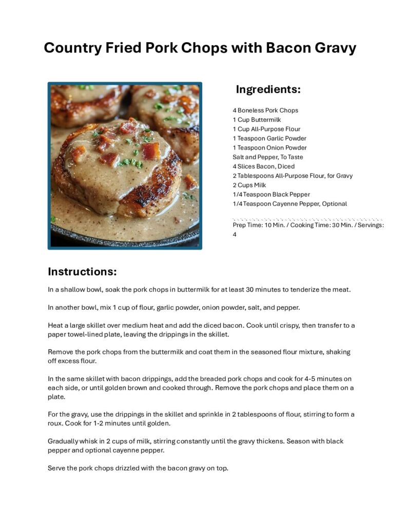 thumbnail of Country Fried Pork Chops with Bacon Gravy