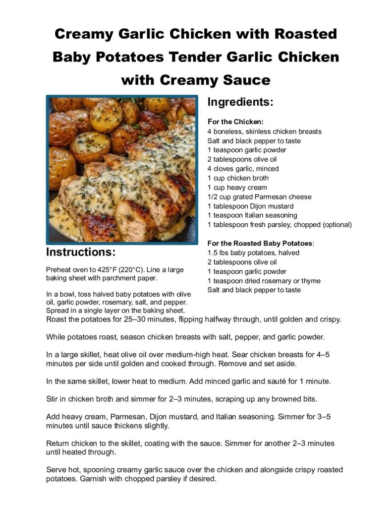 thumbnail of Creamy Garlic Chicken with Roasted Baby Potatoes Tender Garlic Chicken with Creamy Sauce