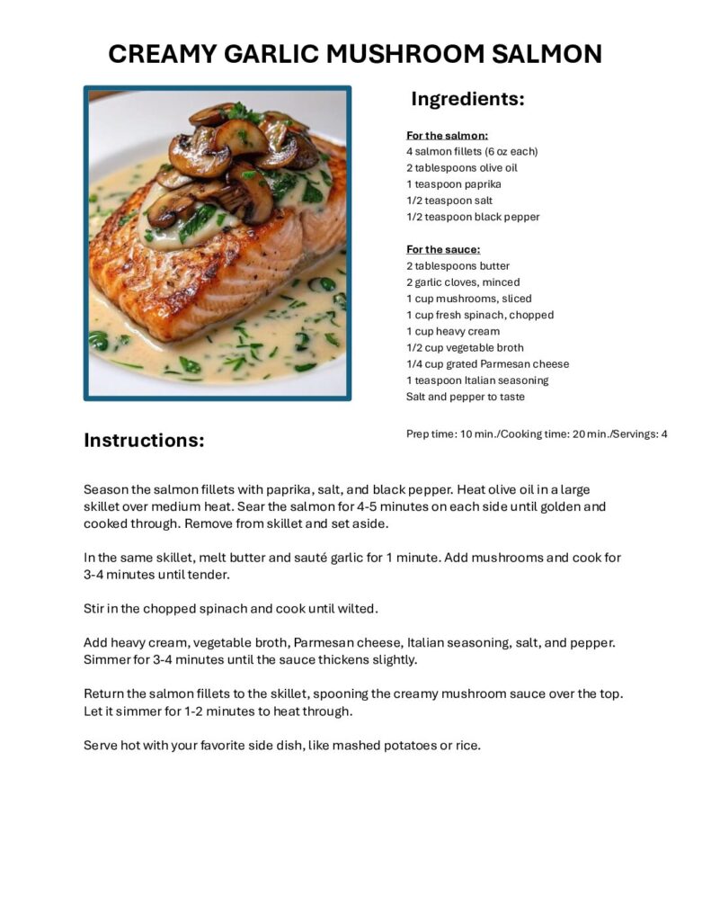 thumbnail of Creamy Garlic Mushroom Salmon