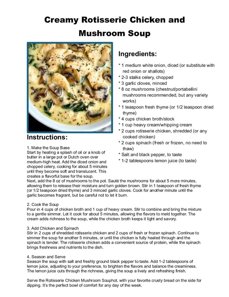 thumbnail of Creamy Rotisserie Chicken and Mushroom Soup