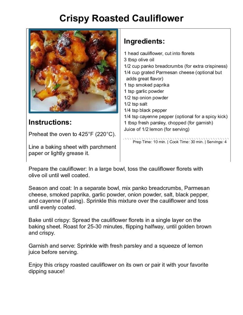 thumbnail of Crispy Roasted Cauliflower