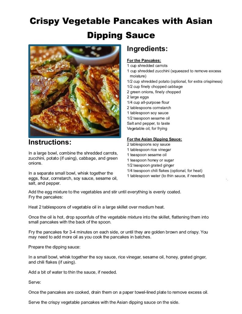 thumbnail of Crispy Vegetable Pancakes with Asian Dipping Sauce