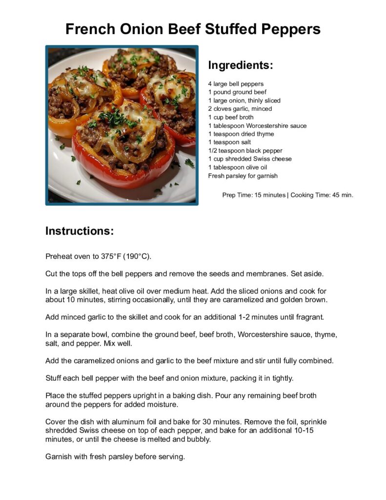 thumbnail of French Onion Beef Stuffed Peppers