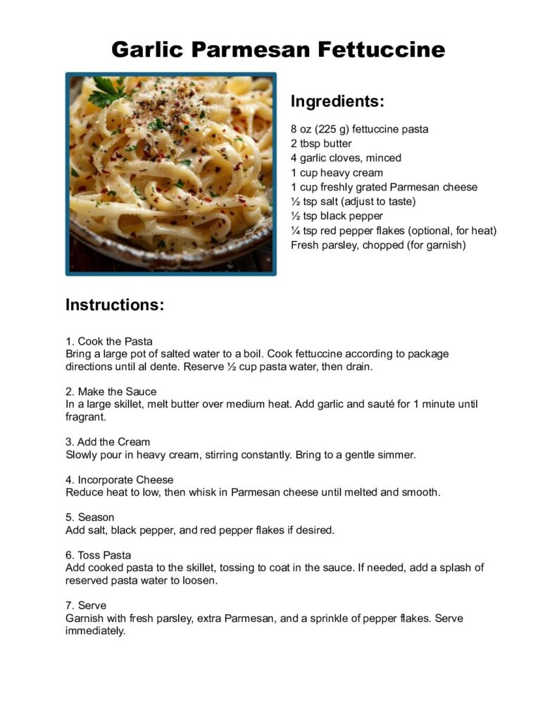 thumbnail of Garlic Parmesan Fettuccine