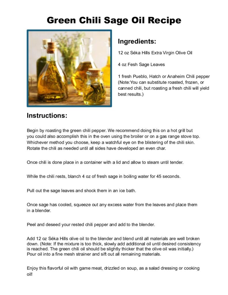 thumbnail of Green Chili Sage Oil Recipe