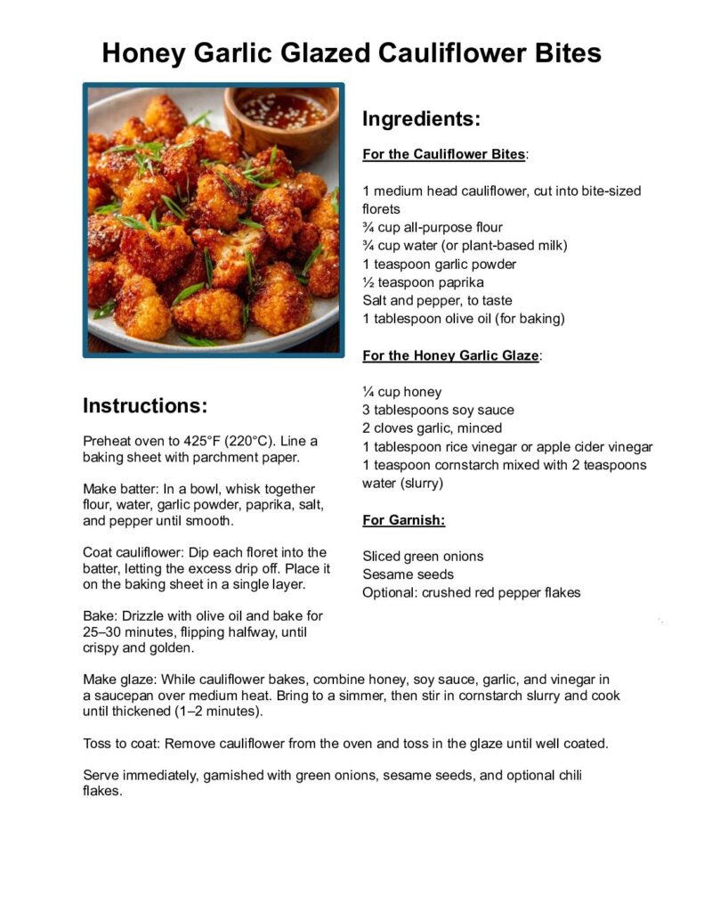 thumbnail of Honey Garlic Glazed Cauliflower Bites