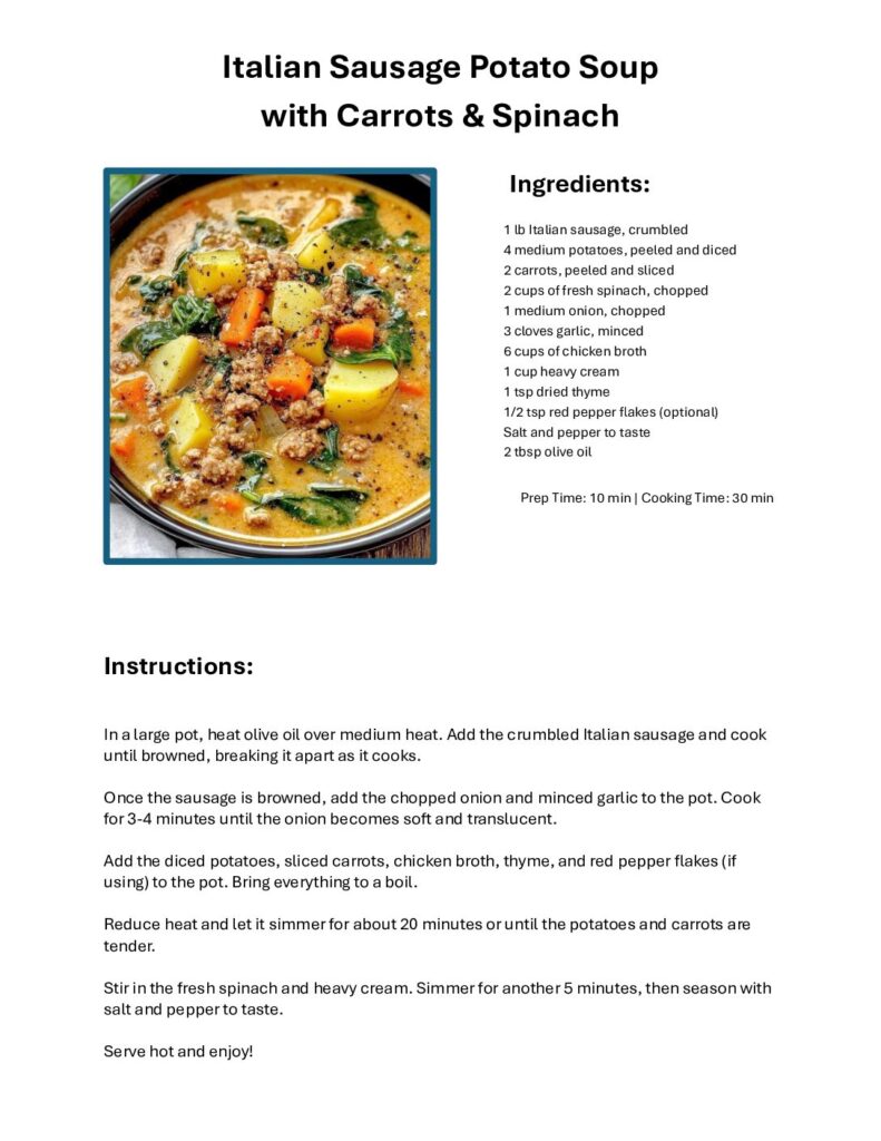 thumbnail of Italian Sausage Potato Soup