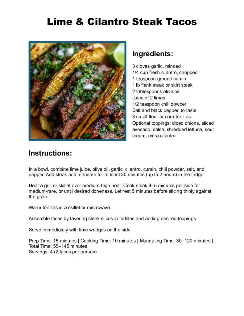 thumbnail of Lime and Cilantro Steak Tacos