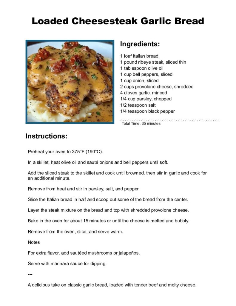 thumbnail of Loaded Cheesesteak Garlic Bread