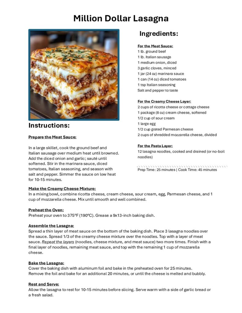 thumbnail of Million Dollar Lasagna