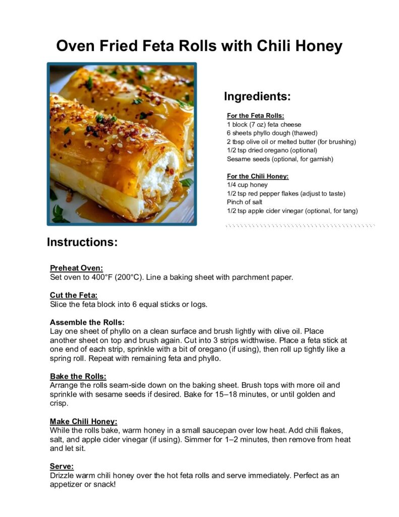 thumbnail of Oven Fried Feta Rolls with Chili Honey