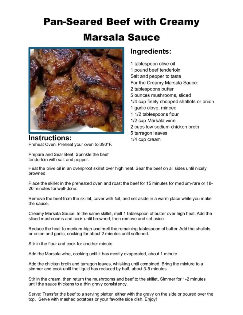 thumbnail of Pan Seared Beef with Creamy Marsala Sauce