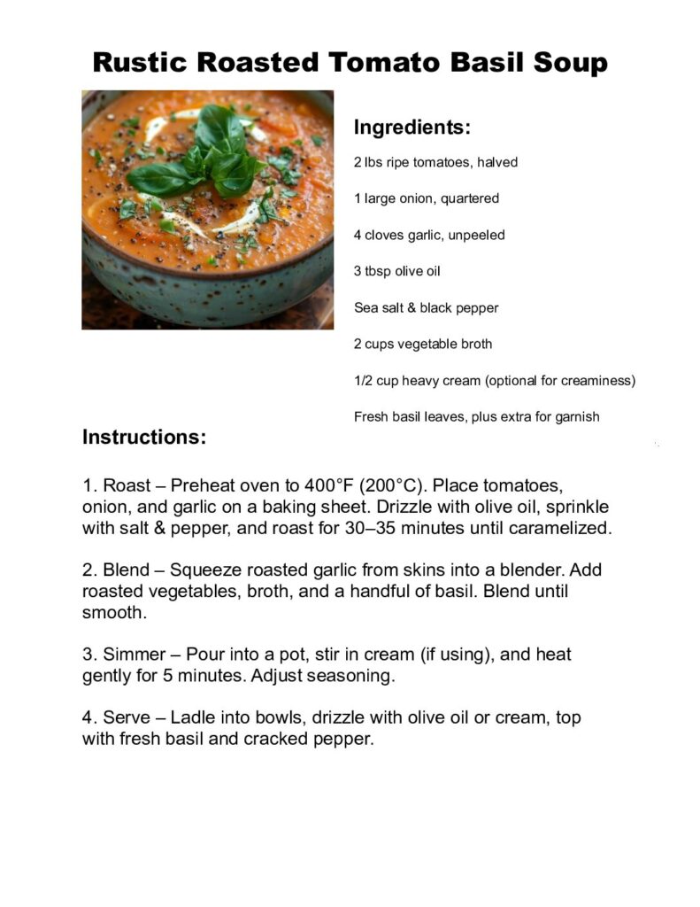 thumbnail of Rustic Roasted Tomato Basil Soup