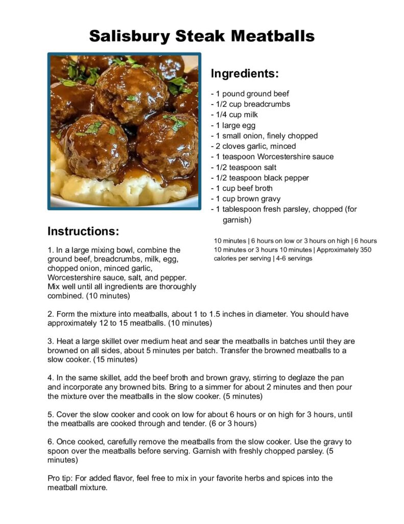 thumbnail of Salisbury Steak Meatballs