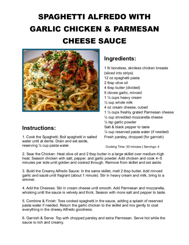 thumbnail of Spaghetti Alfredo with Garlic Chicken in Parmesan Cheese Sauce