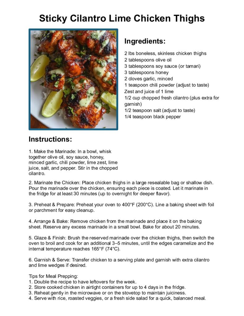 thumbnail of Sticky Cilantro Lime Chicken Thighs